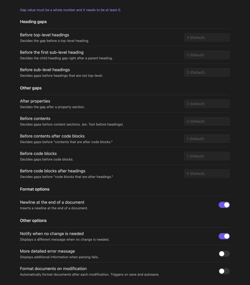 Settings Tab